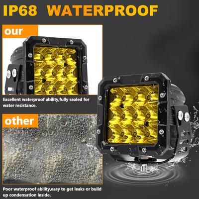 Barre lumineuse LED, 5 pouces 100 W 4300 K lumière jaune lampe de travail 12 000 lm antibrouillard étanche pour tout-terrain
