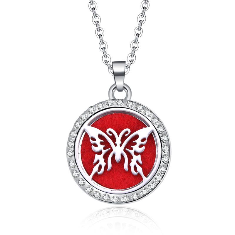 New Stainless Steel Alloy Fashion Aromatherapy Necklace Essential Oil Diffuser Perfume Locket Pendant Women Jewelry Gift
