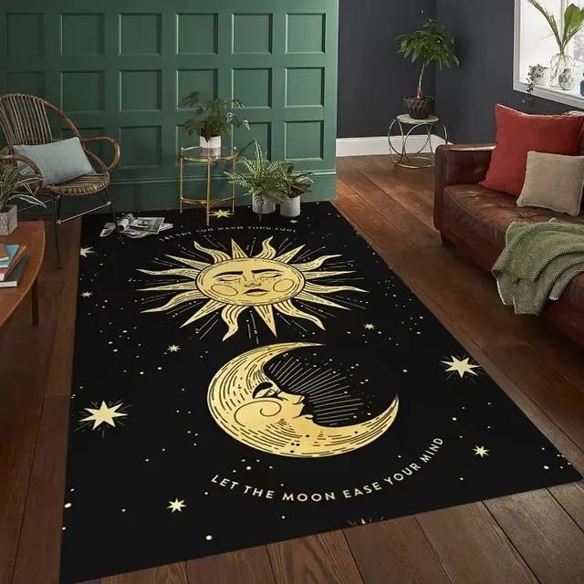 Sonne Mond Pentagramm Hexe Altar Teppich für Wohnzimmer Gothic Dekor Sofa Tisch Teppiche Fußmatte Groß Bodenmatte