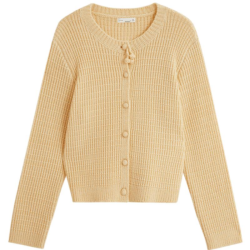 

INMAN 2025 Зимний женский кардиган в рубчик с 3D-цветком L