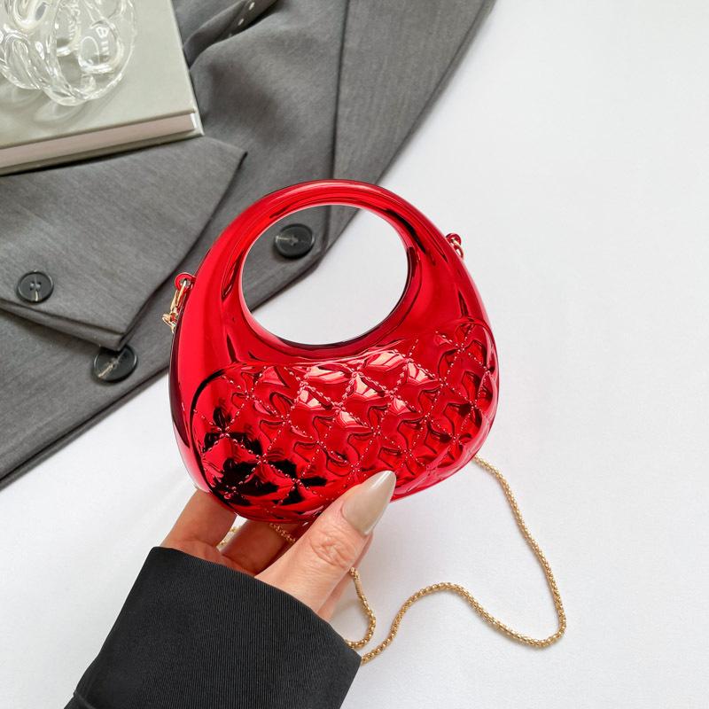 

Акриловая коробка-клатч с жестким корпусом, новая ромбовидная мини-сумка-ракушка в виде полумесяца, красочная сумка через плечо для банкета красный