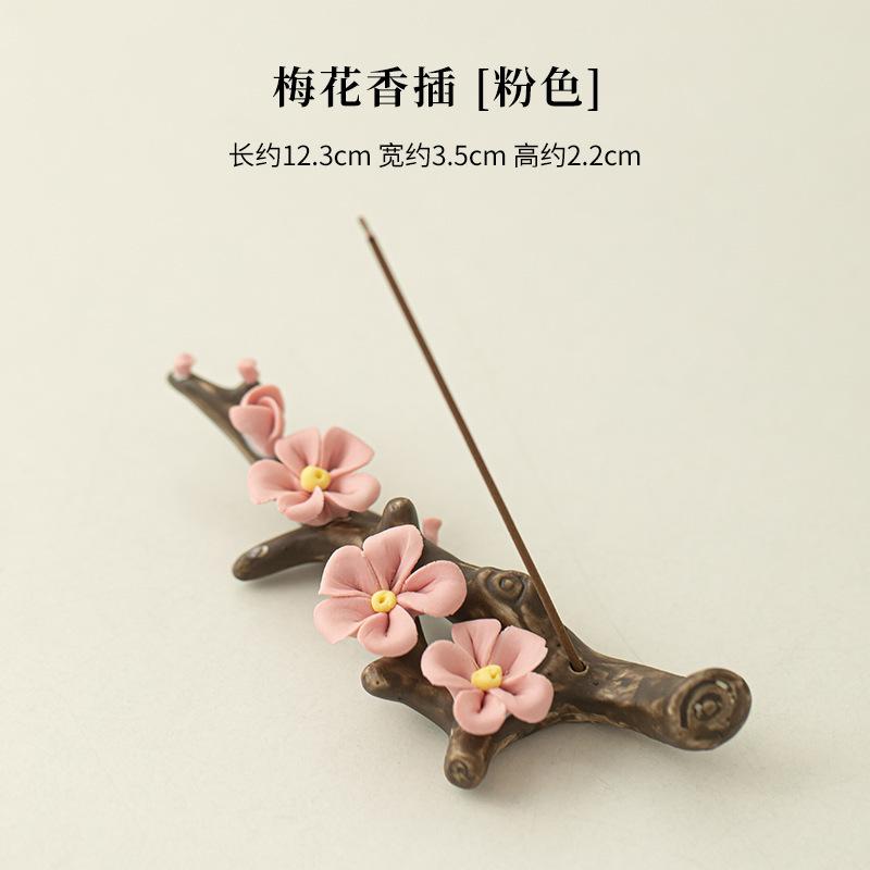 

Handmade Pinched Plum Blossom Flower Incense Holder Incense Smoke Waterfall Incense Burner Aromatherapy Censer Pen Rest Ornament