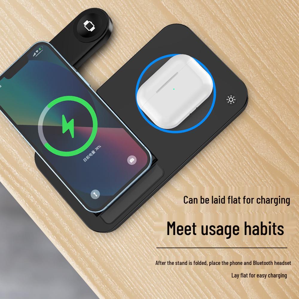 Wow Foldable 4-in-1 Wireless Charger for Apple & Samsung Phones, Watches, Headphones