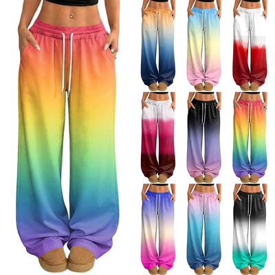 Women's Casual And Fashionable Printed Elastic Waist Loose Wide Leg Pants