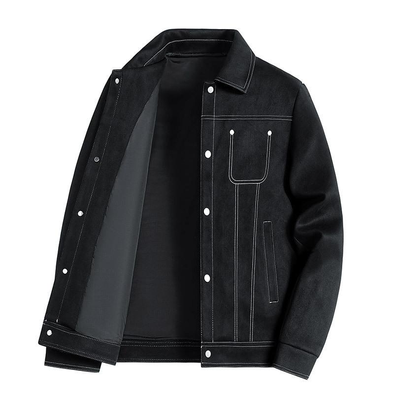 Work Lapel Jacket for Men's Spring New Youth Casual Versatile Loose Suede Jacket Top for Men