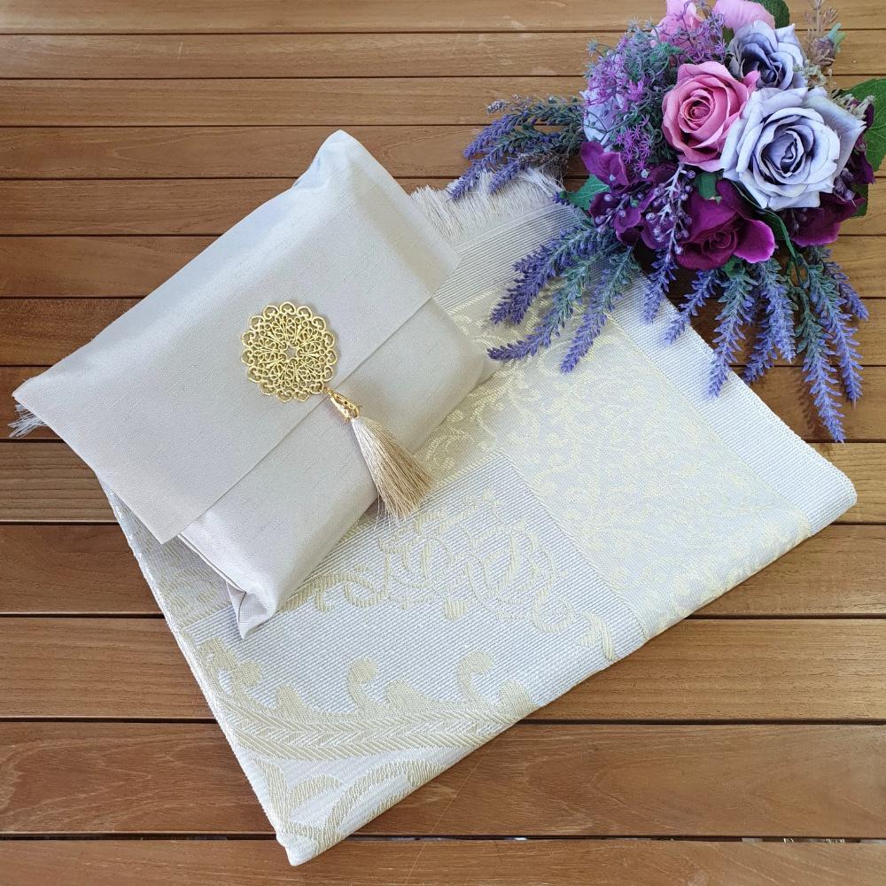 High Quality Tafetta Prayer Rug With Shantug Bag | Islamic Gift Set | Tafetta Prayer Mat | Islamic Wedding Gift | Islamic Home Gift