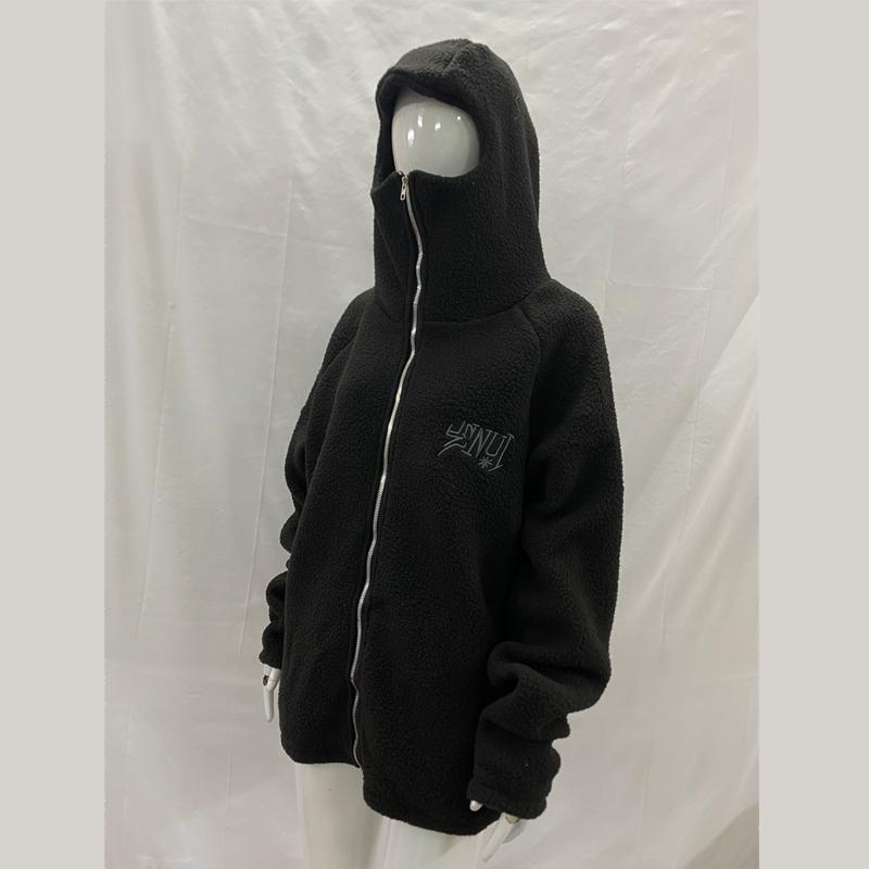 Y2K letter trendy casual loose autumn and winter high neck warm hooded zipper sweatshirt