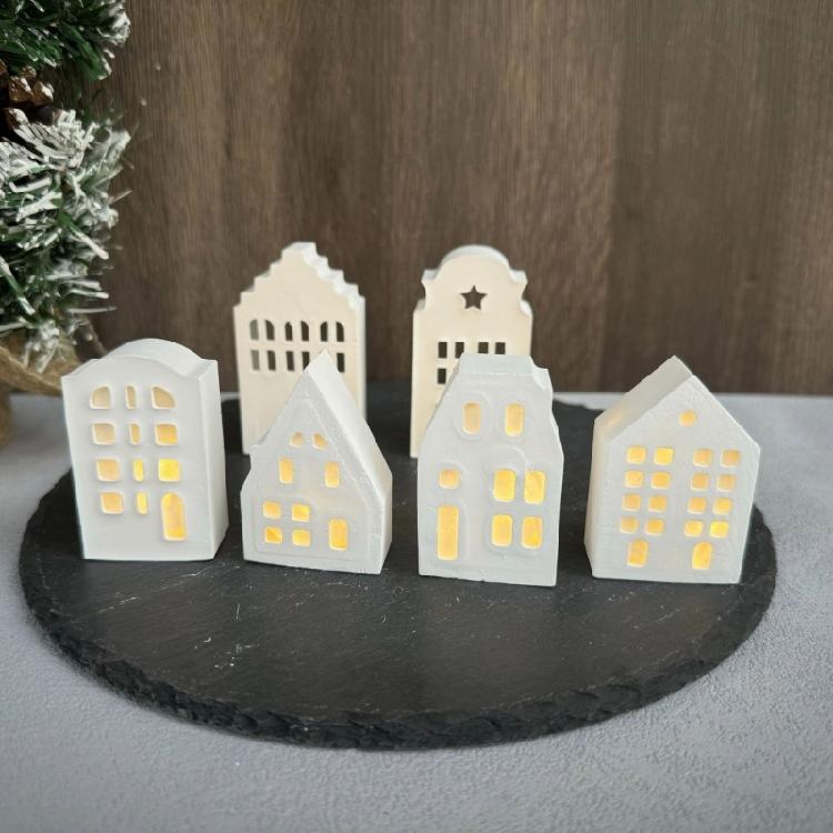 Silicone Mold for Tealight Holder Decoration 4 Grid House Shaped Atmosphere Light Making Molds Jewelry Making Supplies