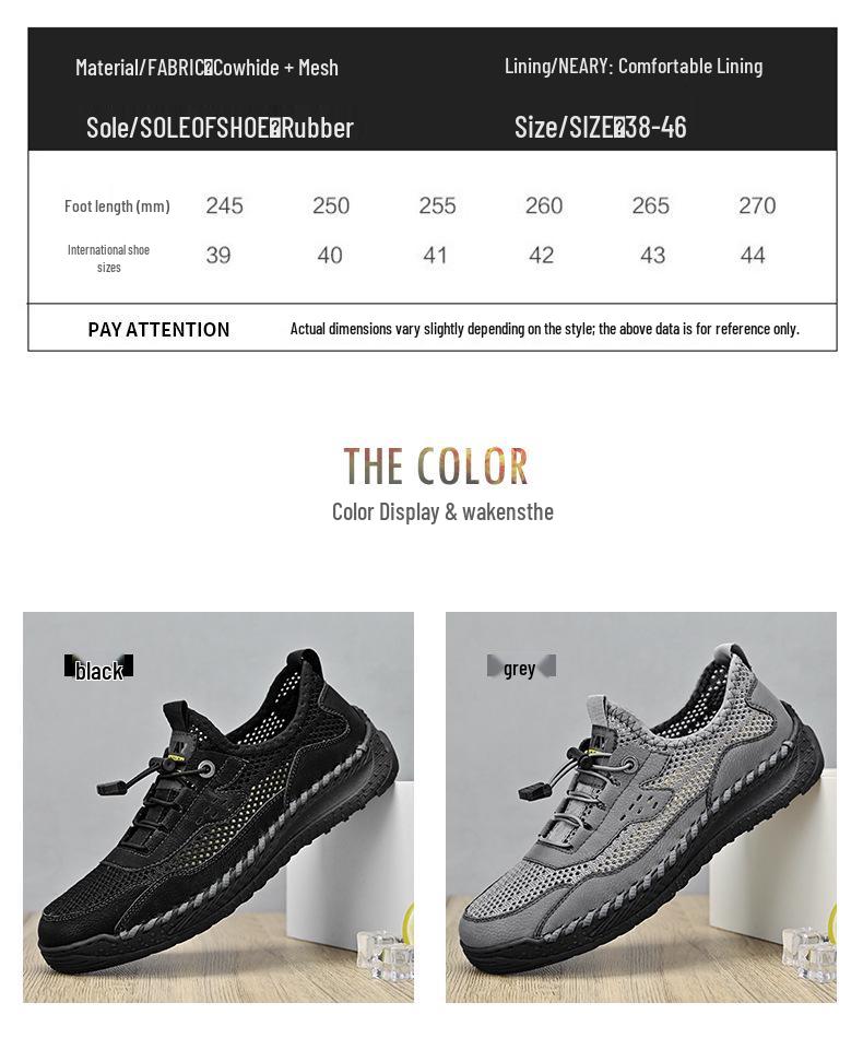 2022 Men's Summer Casual Leather Mesh Shoes – Fashionable & Breathable Handmade Design