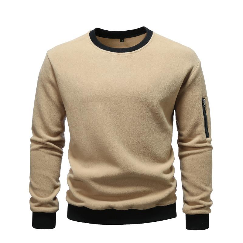 New Autumn and Winter Men's Polar Fleece Casual Solid Color Sweatshirt Youth Fashion Long-sleeved Sports Coat