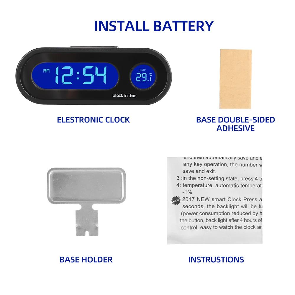 Mini Car Clock Thermometer LCD Digital Backlight Electronic Auto Clocks Car Inside Outside Temperature Electronic Car Time Watch
