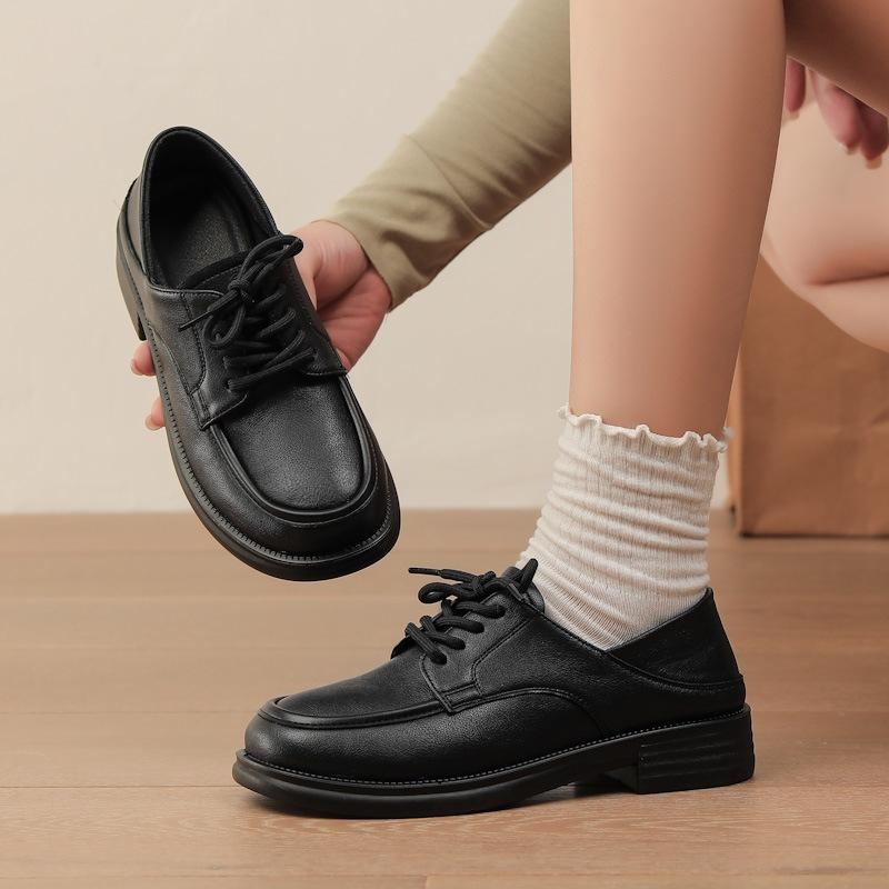 2026 Spring Autumn Women's Black Lace-Up Oxford Shoes Comfortable Daily Office & Casual Shoes