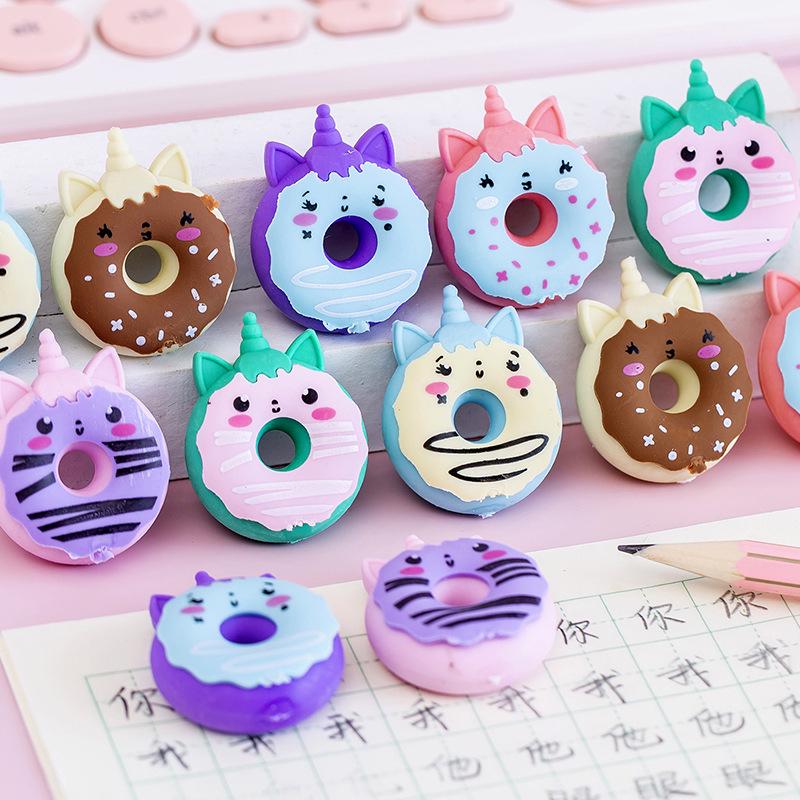 Cartoon Unicorn Donut Eraser - Cute Korean-Style School Prize