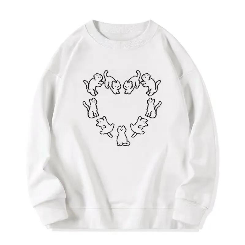 

Women s Korean Style Loose Fit Pure Cotton Sweatshirt - Slimming Casual Versatile Printed Design for All Seasons with Plus Velvet Option. M fits up to 115 jin