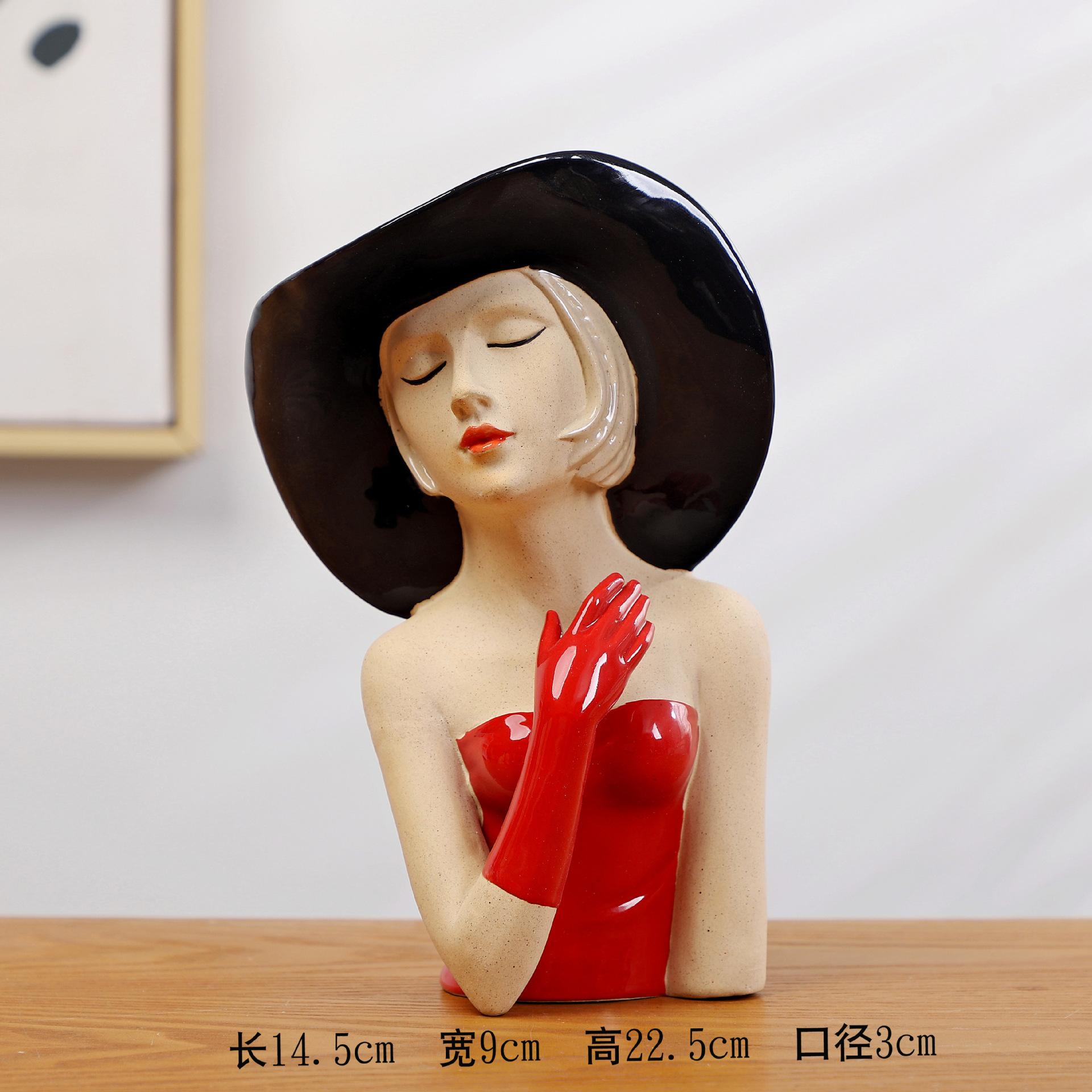 

Креативная девушка, фигурка, украшения, ваза, роскошная ваза для украшения дома, цветок, вставленный в тумбу под телевизор, настольное мягкое украшение