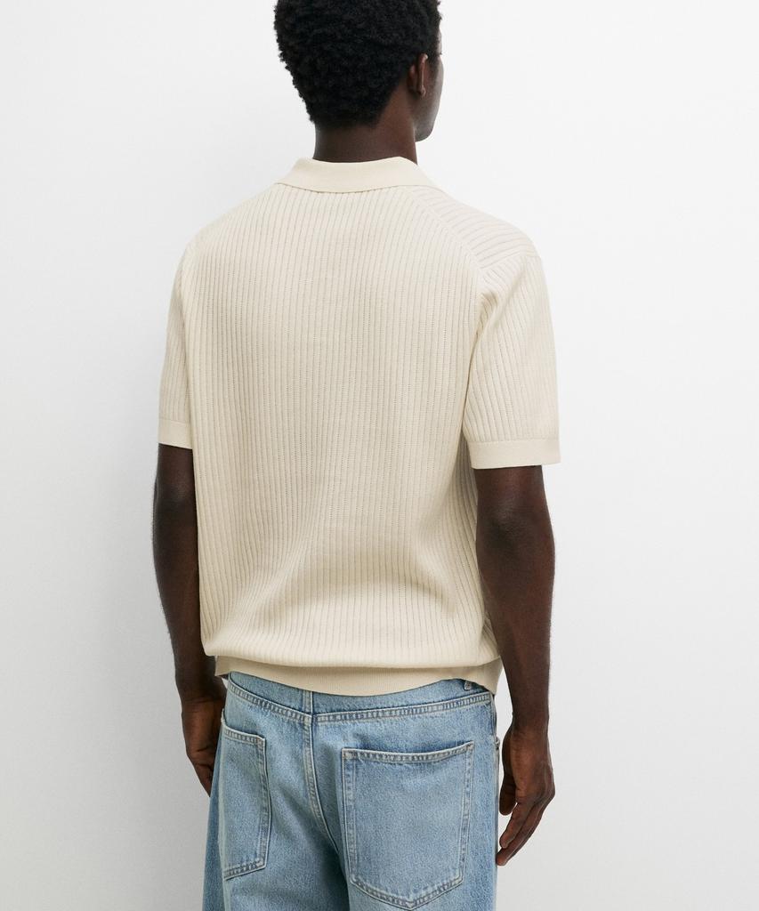 Masimodutti 100% Cotton Ribbed Knit Polo Shirt