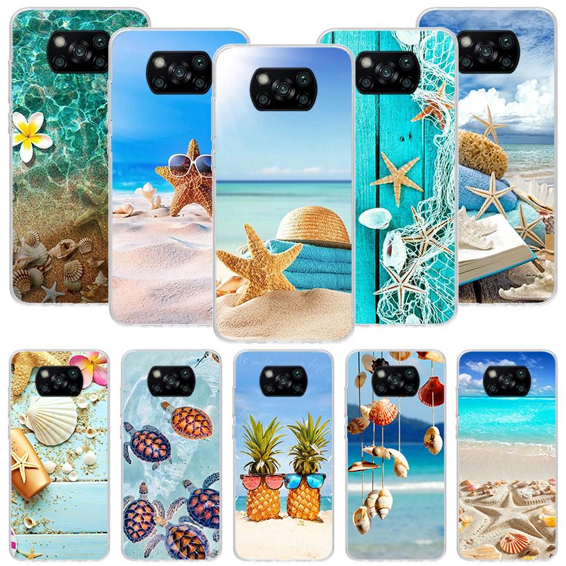 Blue Wood Seashells Sea Star Phone Case For Xiaomi Poco F7 Ultra X7 X6 Pro X5 Redmi 15 15C 13 13C 12 12C 10 10A 10C 9 9A 9C 9T S