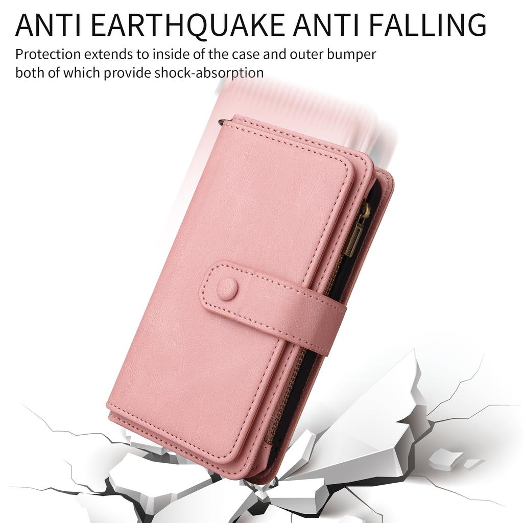 For Samsung Galaxy A56 5G/M56 5G Zipper Wallet Case with 15 Card Slots and Strap Leather Phone Cover