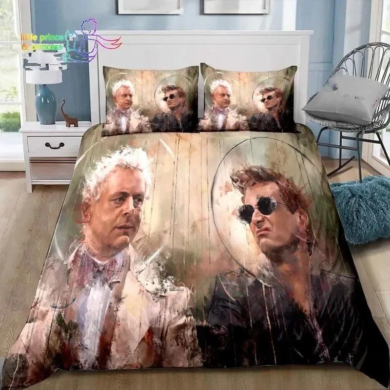 Good Omens Love Bedding Set Single Twin Full Queen King Size Bed Set Adult Kid Bedroom Bedding Gift