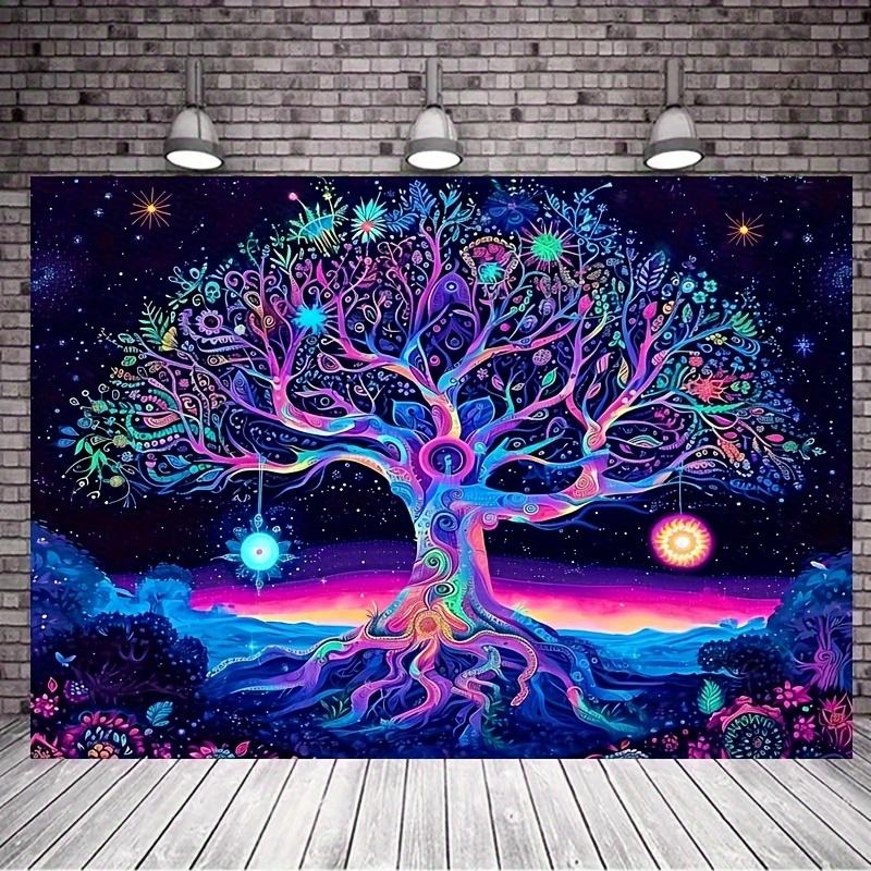 VIKAMA psychedelic neon tree of life tapestry bedroom living room bohemian home decoration party wall decoration