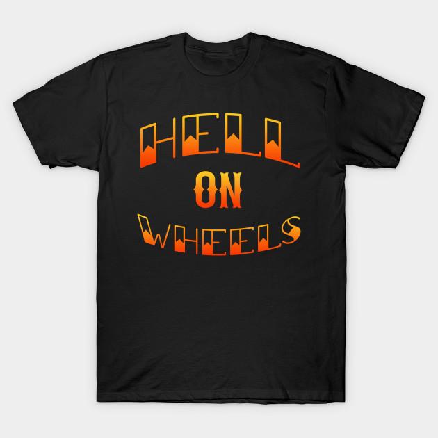 Men Black Print T-shirt Hell On Wheels - Flame No-Cut Transfer Paper Print Cotton Tshirt 4XL
