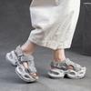 Chunky Platform Sparkle Velcro Sandals for Women Futuristic Thick Sole Summer Shoes