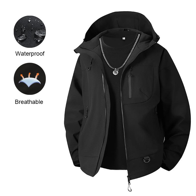 Men's Jacket Autumn Hot Sale Solid Color Breathable Waterproof Zipper Jackets Hooded Outdoor Climbing Fishing Male Outwear