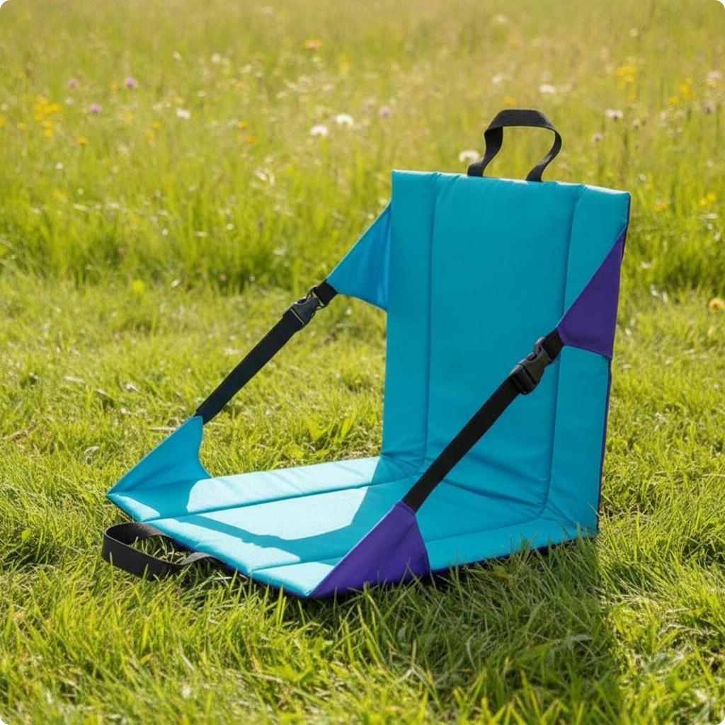 Portable Foldable Floor Chair | Convenient Top Carry Handle, Padded with Back Support,