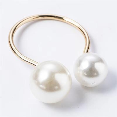 Huajie Elegant Opening Imitation Pearl  Rings for Women High End Banquet Exquisite Ring Accessories Fashion