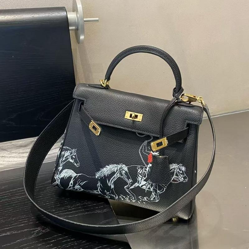 2026 neue Leder-Damenhandtasche Rindsleder erste Schicht Togo weiches Leder Pegasus beschichtete Ententasche grenzüberschreitender Großhandel