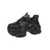 Fashion 8.5CM Microfiber Leather Women Casual Chunky Shoes New Autumn High Platform Wedge Heels Sneakers Outdoor Skateboard Dad Shoes