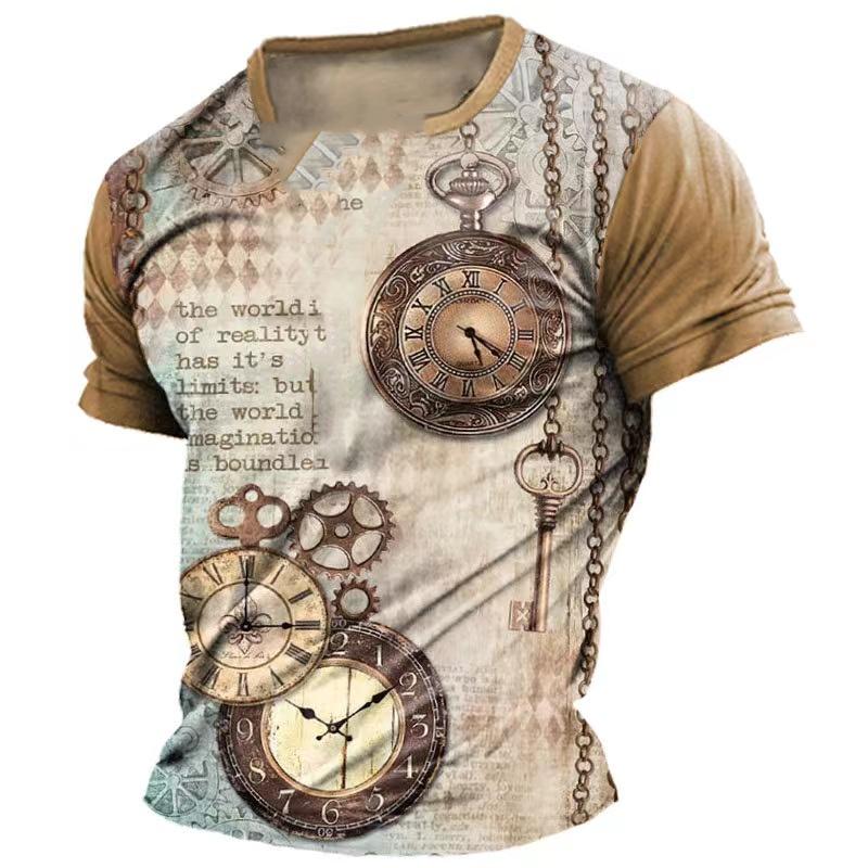 New Y2k Men's T-shirt Retro Print Short Sleeve Top Street Pattern 2023 T-shirt Men's Popular Personalized Clothing