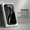 Green black curved tempered glass phone case suitable for Samsung Galaxy S26 S25 S24 S22 S21 S20 FE/Ultra/Plus shockproof