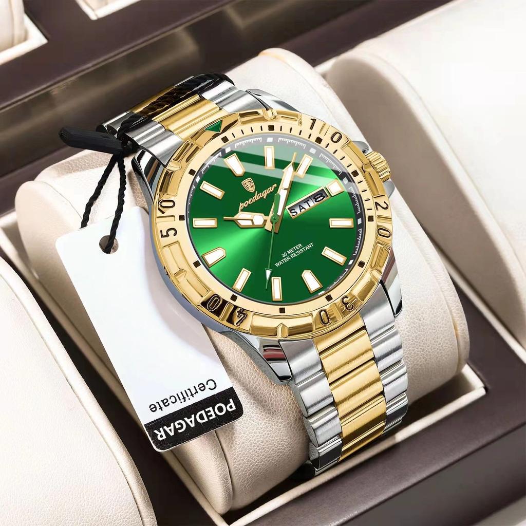Luxury Man Watch Waterproof Luminous Date Week Men Watch Casual Male Clock Stainless Steel Sports Men's Quartz Watches