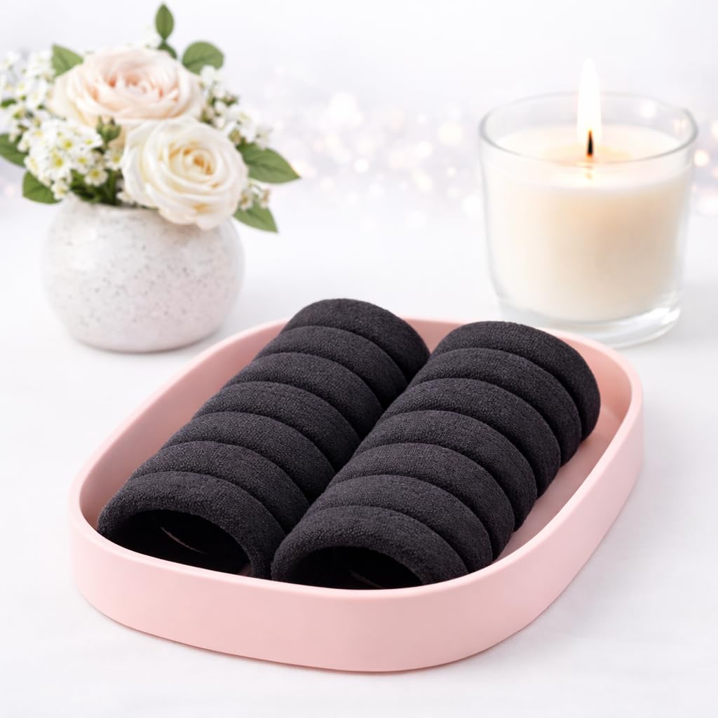 Krivya Soft Black Ponytail Holders for Women & Girls | Strong Elastic Hair Ties | No Breakage, No Crease | Thick Seamless Hair Bands for Daily, Spor