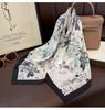 Korean Style Floral Printed Small Square Scarf Women Summer Spring Versatile Neck Scarf