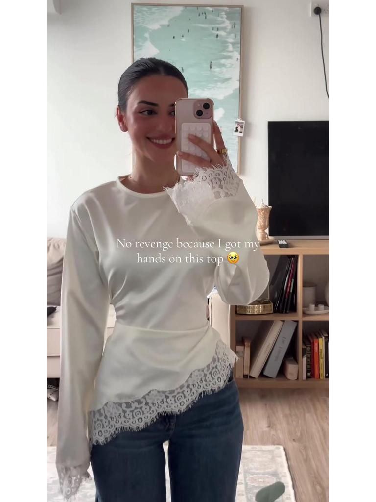 2026 Women's Solid Color Lace Long Sleeve Irregular Hem Blouse