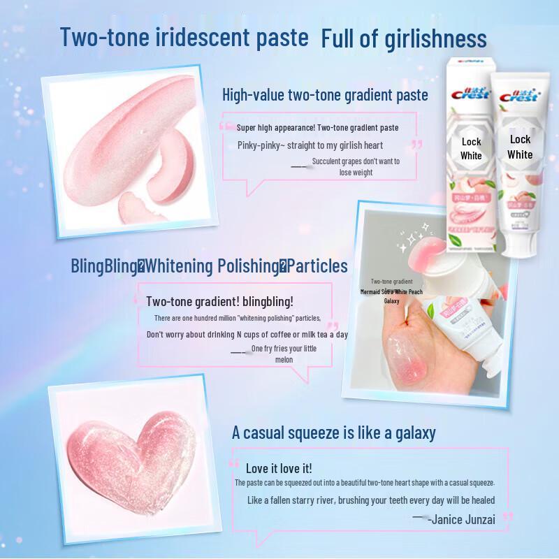 Crest Dual-Color Whitening Toothpaste with Peach Bubble Scent