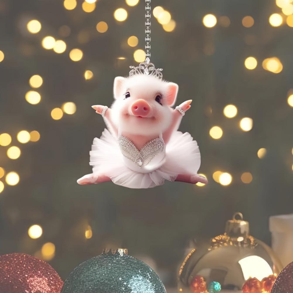 

1 шт., милая балетная свинья, зеркало заднего вида для автомобиля, декоративная подвеска, 2DAкриловая подвеска, брелок для сумки, подвеска для украшения дома