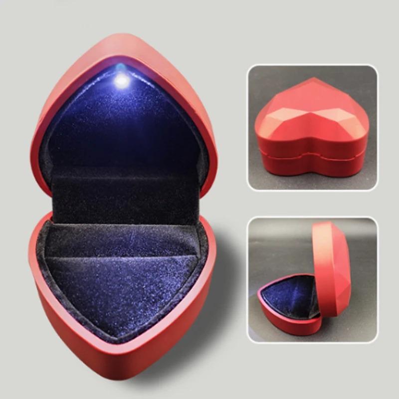 Creative Heart-shaped LED Diamond Ring High-end Illuminated Necklace Gift Boxes Proposal Gift Packaging Jewelry Boxes