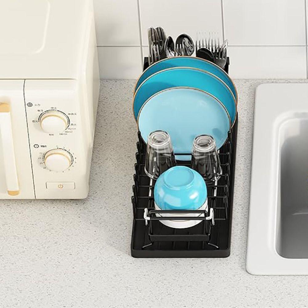Extendable Bottom Tray Dish Drainboard Space-Saving Kitchen Tableware Organizer  Spoon
