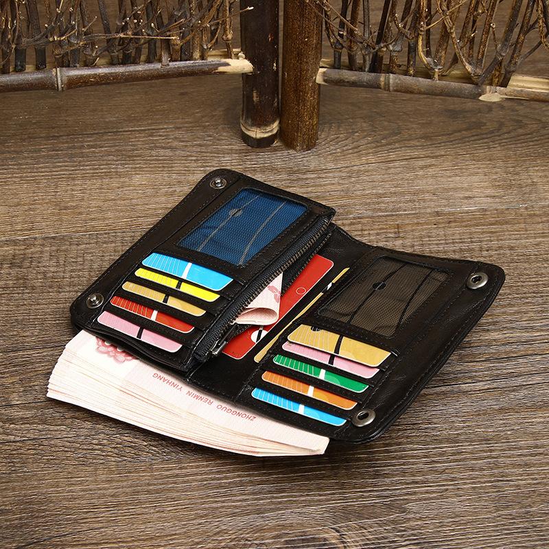 New Retro Men'S Handbag Handmade Old Leather Vertical Wallet Personalized Trend First Layer Cowhide Short Wallet