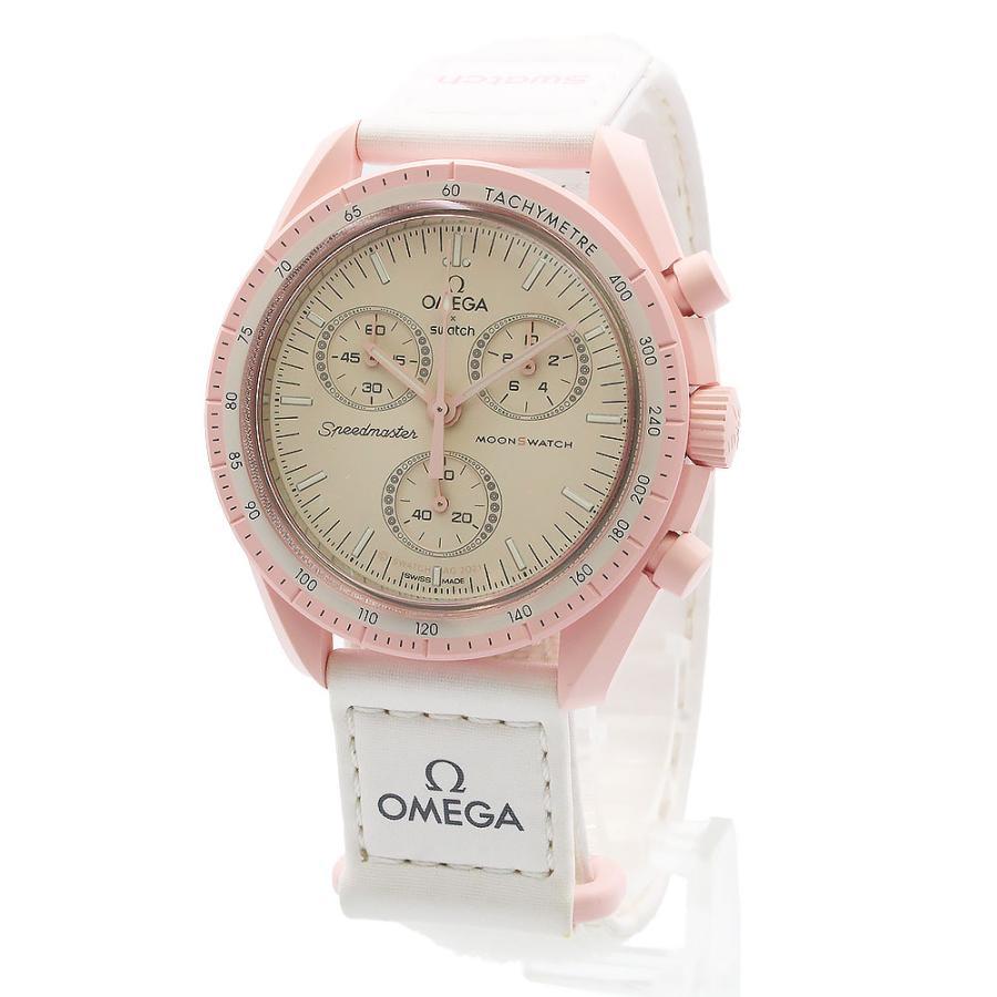 

(Невикористаний експонат) OMEGA Swatch SO33P100 Місія на Венеру Speedmaster Moonswatch Кварцовий годинник Рожевий Білий