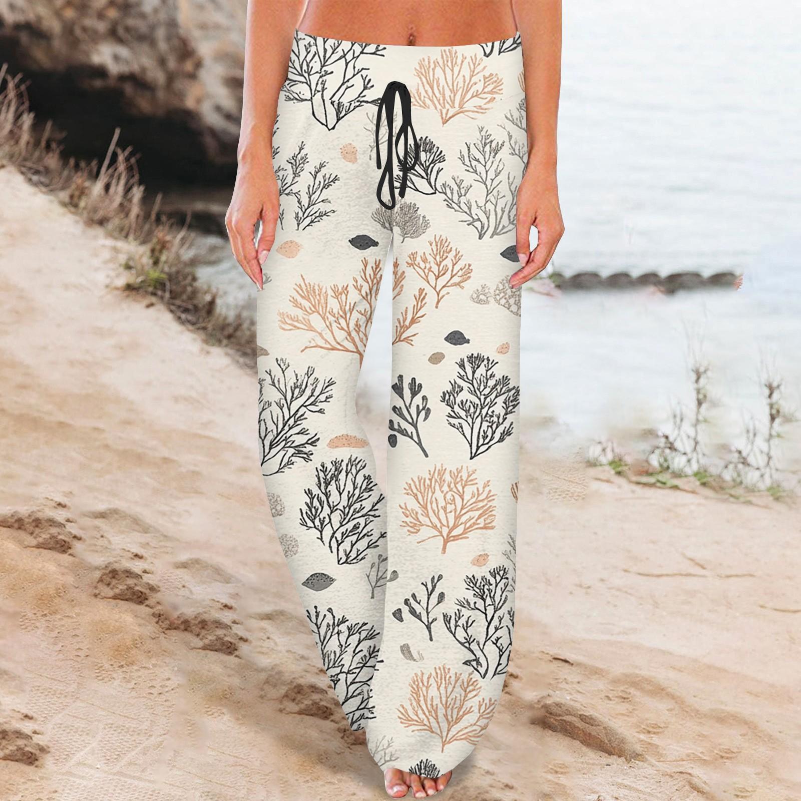 

Женские модные повседневные удобные пижамные брюки с принтом и широкими штанинами на шнурке L