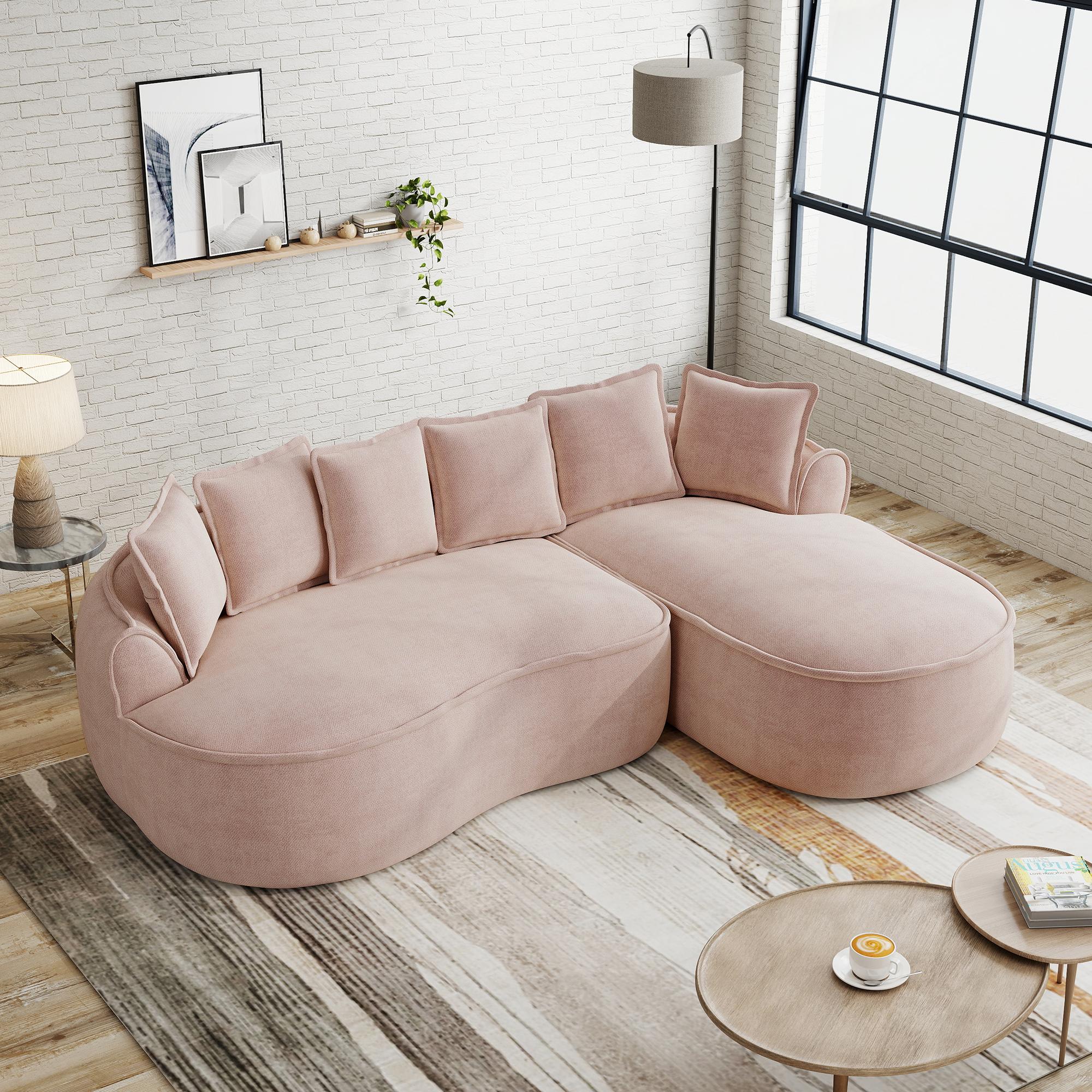 L-Shaped Frameless Modular Sofa, Comfortable Chenille