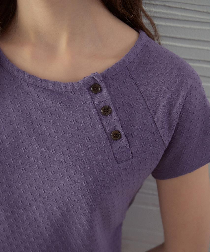 Aueonoseuteljia Jacquard Button Half T-Shirt_Vintage Purple(Ob6Tp15)