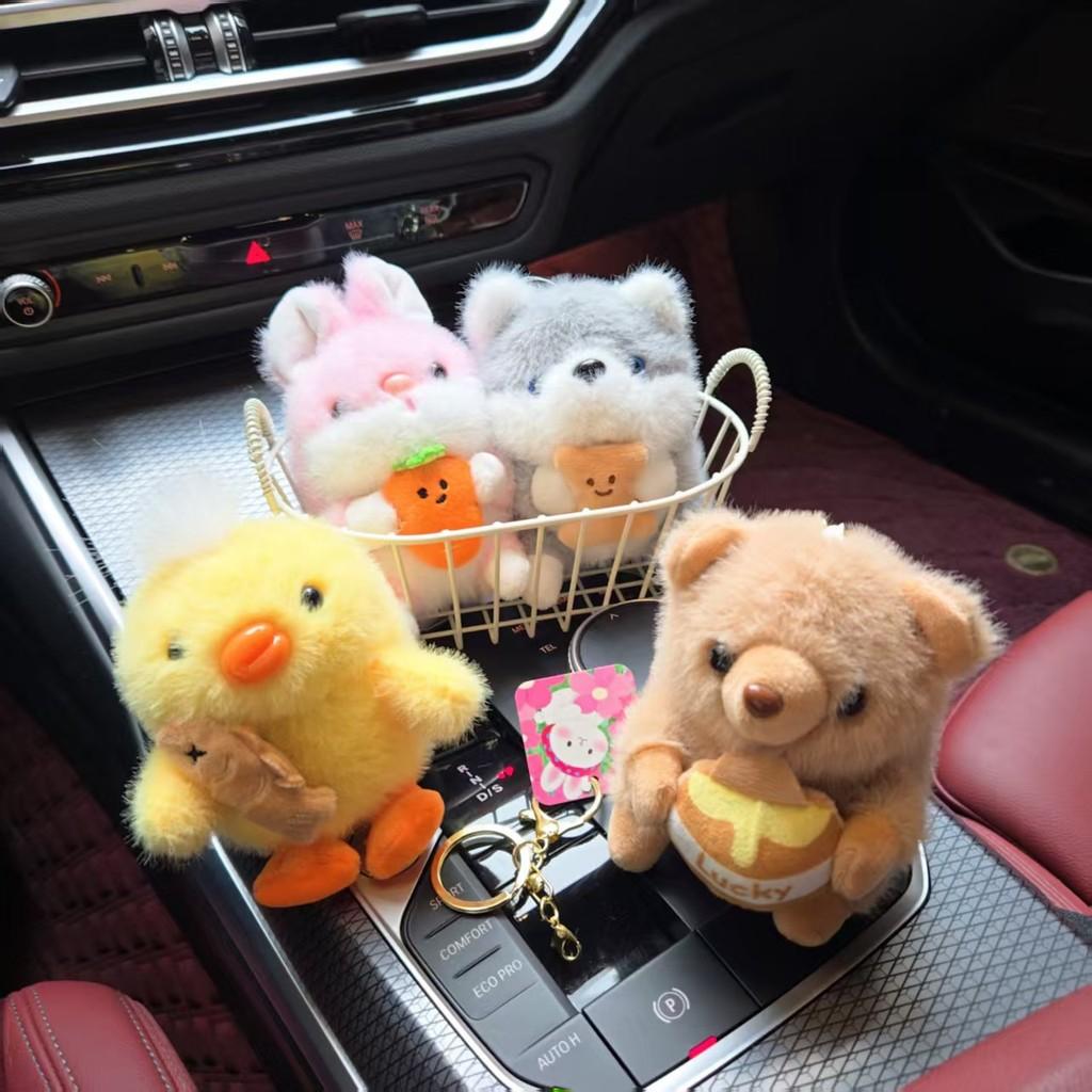 Animal Plush Keychain Set With Soft Pp Cotton For Kids And Bag Decor