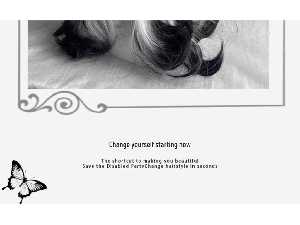 Ink In the Clouds: Black & White Gradient Long Curly Wig with Middle Part