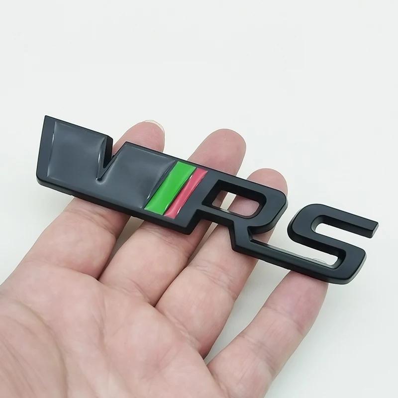 3d Metal RS Logo VRS Car Front Grill Emblem Rear Trunk Badge for Skoda VRS Octavia 1 2 3 Rapid Kodiaq Karoq Fabia Kamiq Superb EH4