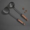 Yamigoloko Iron Chinese Ladle for Woks, Iron Nitride Ladle with Wooden Handle, Dishwasher Safe, Easy Grip, Rust Resistant, Heat Resistant, Kitchen Ute